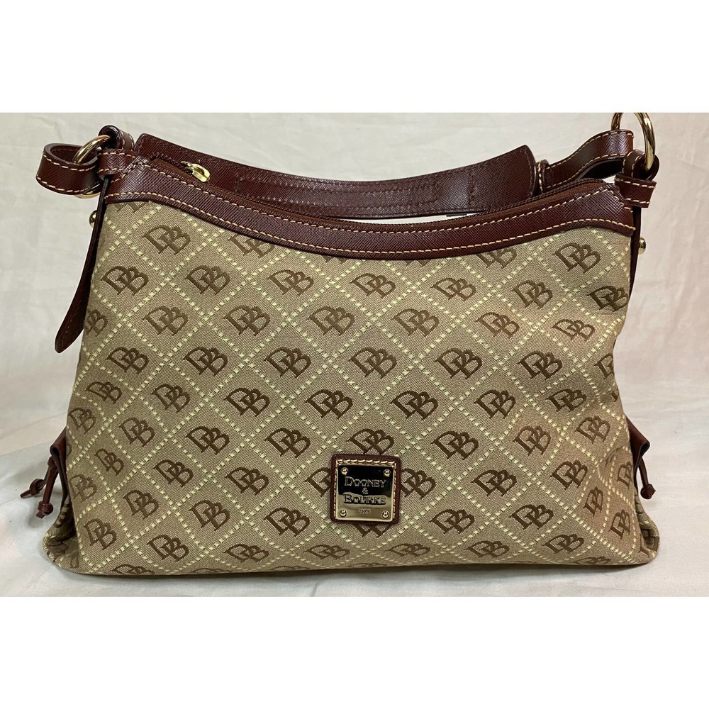 Dooney & Bourke Small East/West Slouch in Brown & Tan